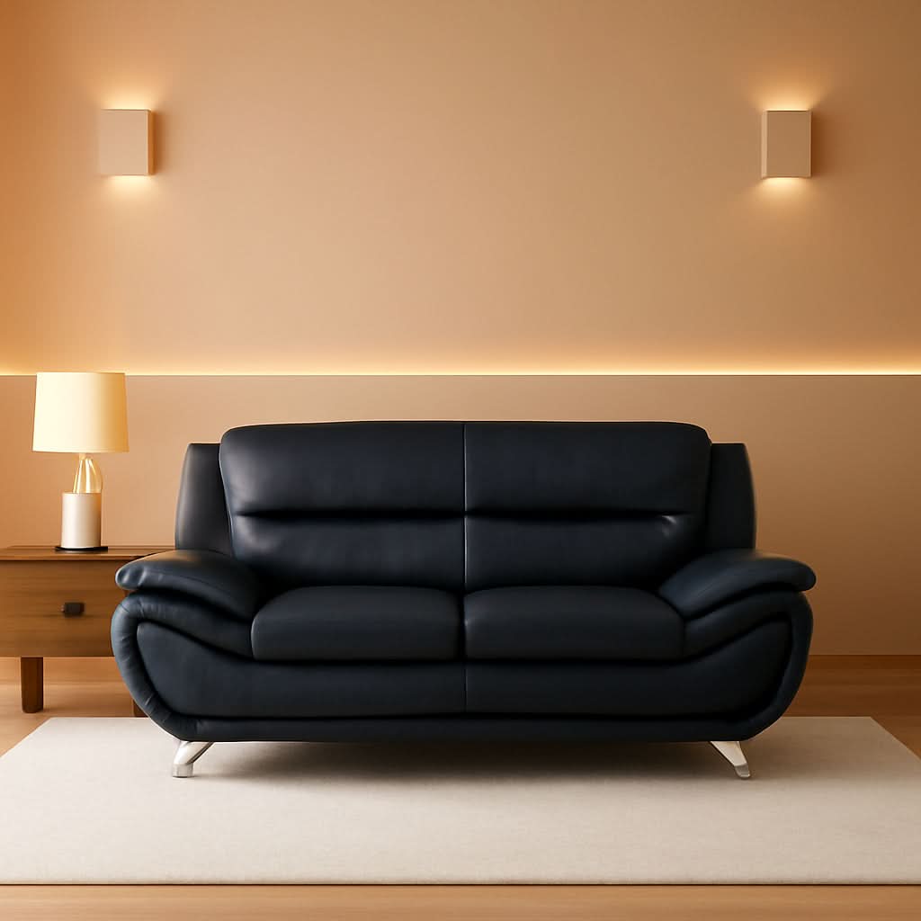 Black Leather Sofa and Loveseat Set