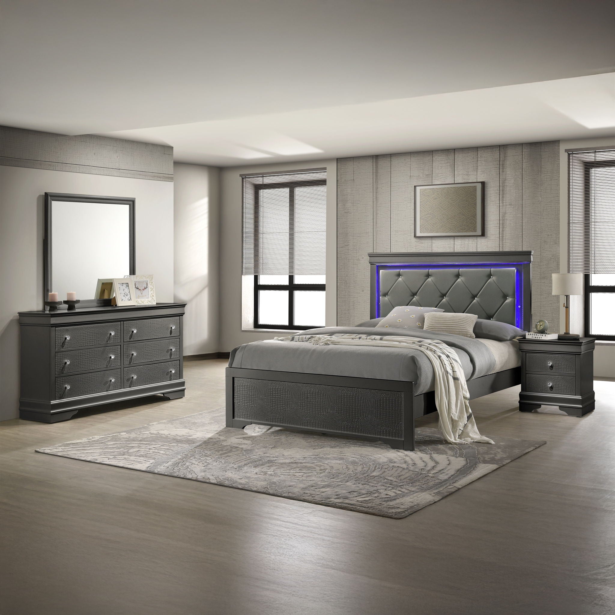 Blaze LED Upholstered Bedroom Set