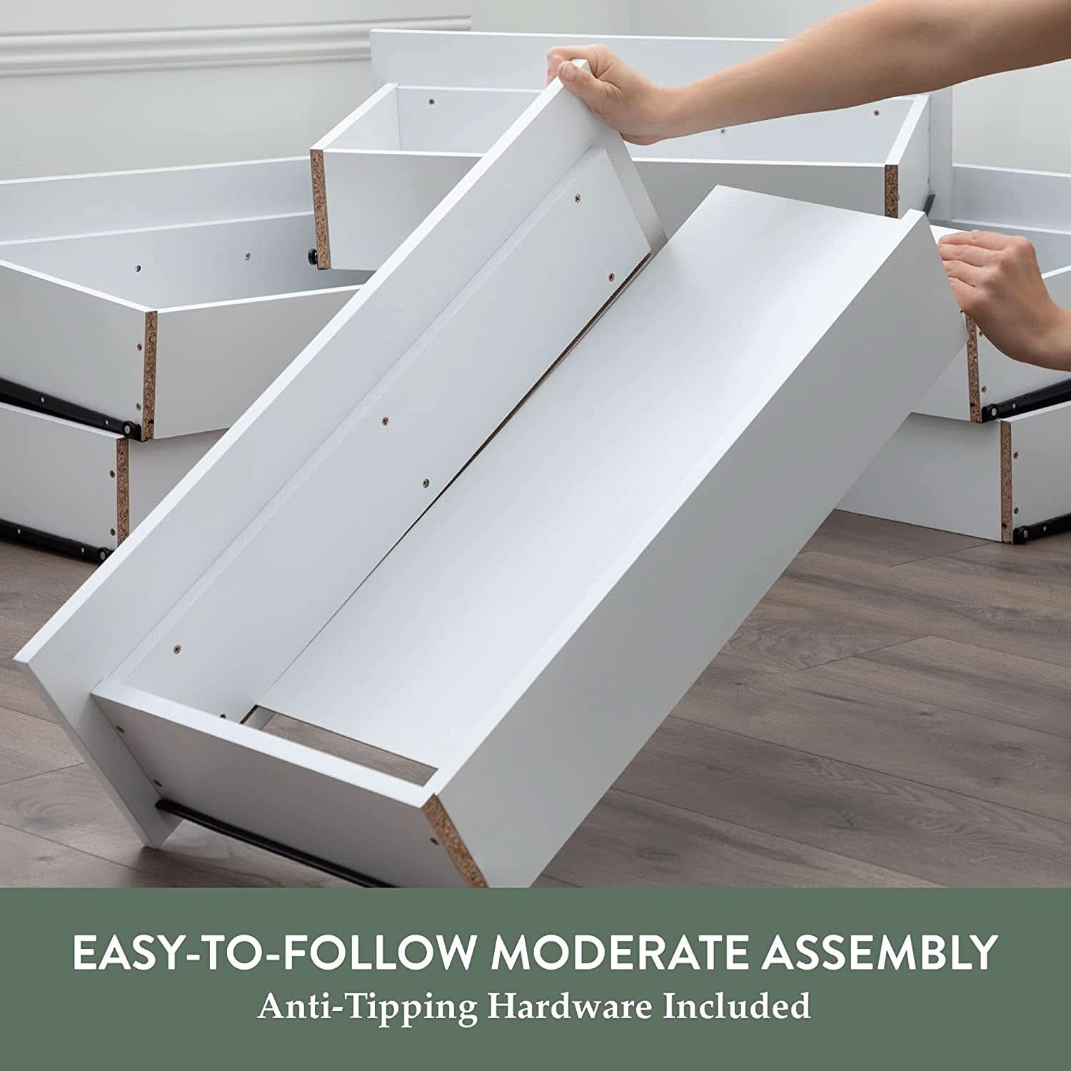 Black Modern Four Drawer Dresser Storage Chest For Bedroom