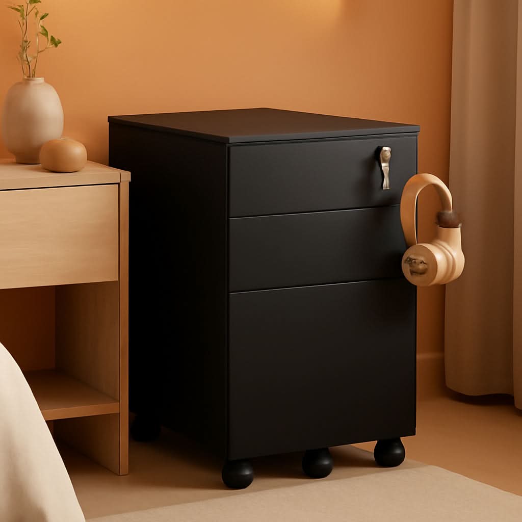 3 Drawer Lockable File Cabinet Under Desk Rolling Black Fits Letter Legal A4 Folders