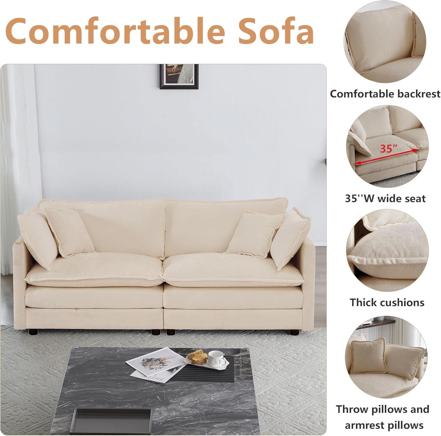Light Coffee Chenille Loveseat and Armchair Set