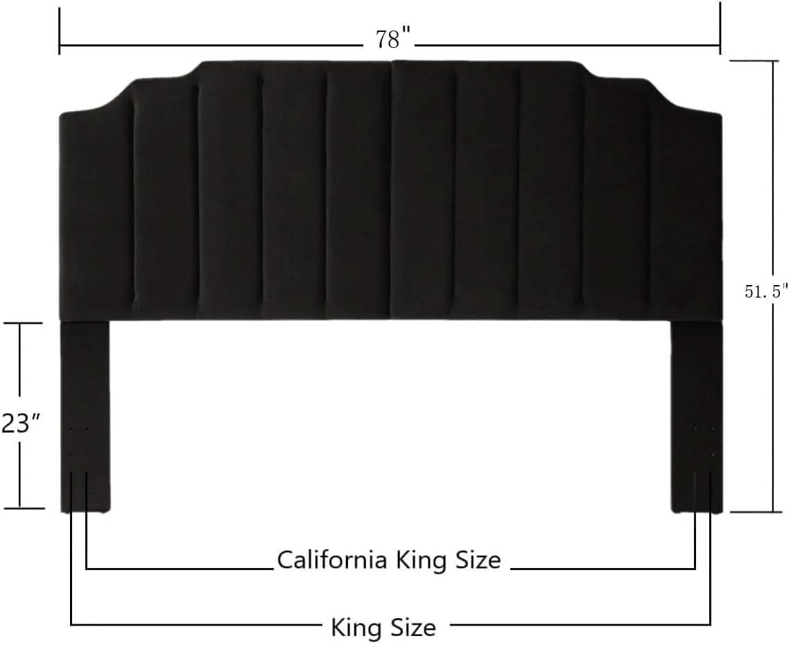 Elegant Black Velvet Tufted King Upholstered Headboard
