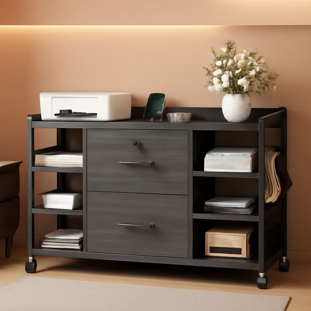 44 Inch 2 Drawer File Cabinet Grey With Lock For Office