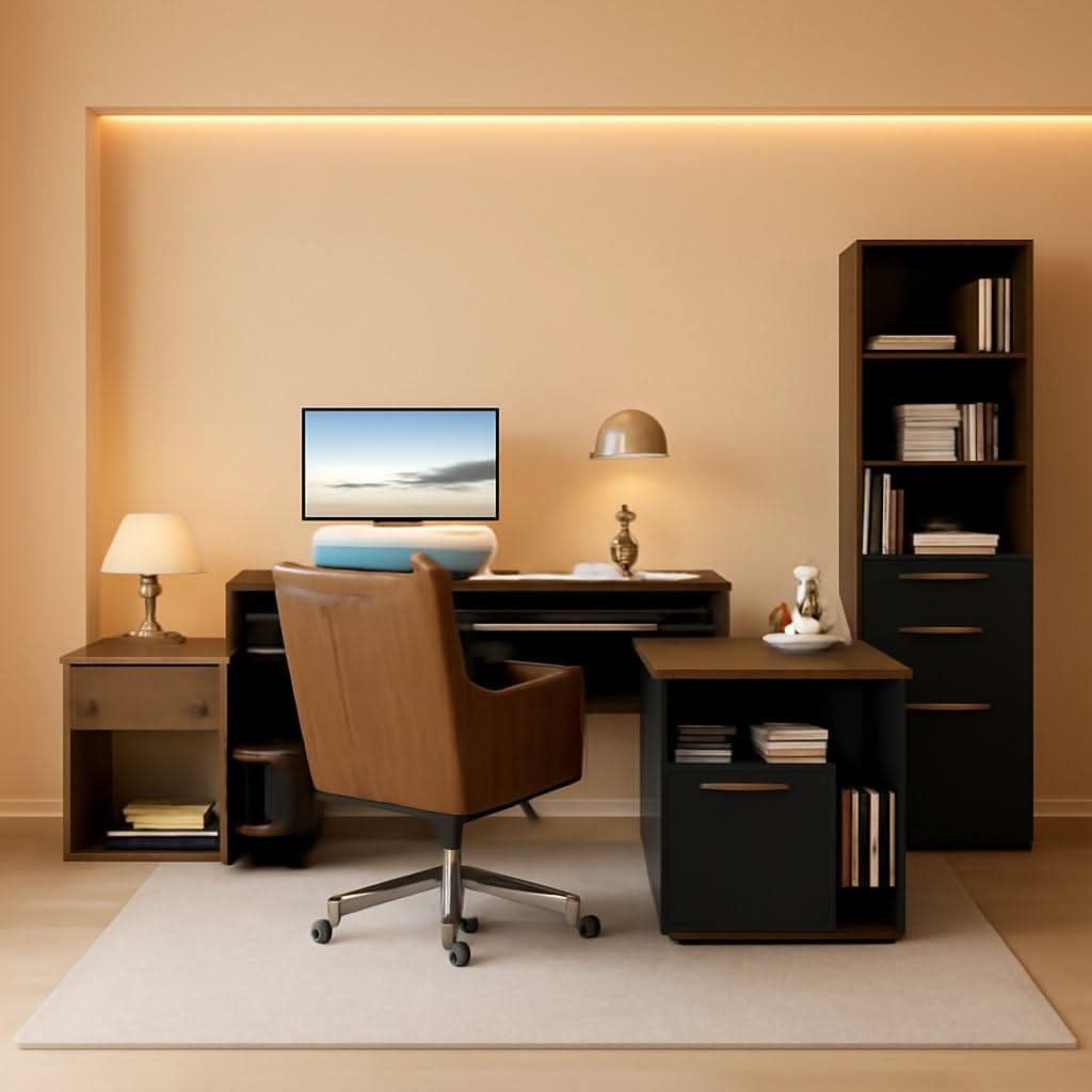 71-Inch Walnut Height-Adjustable Standing Desk with Cabinets