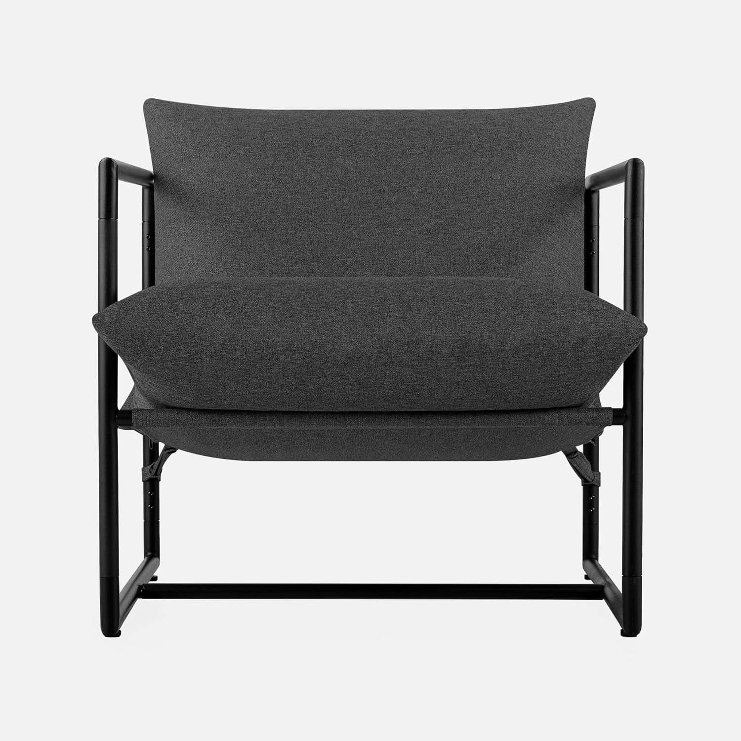 Aidan Sling Chair Dark Grey Metal Frame Shredded Foam