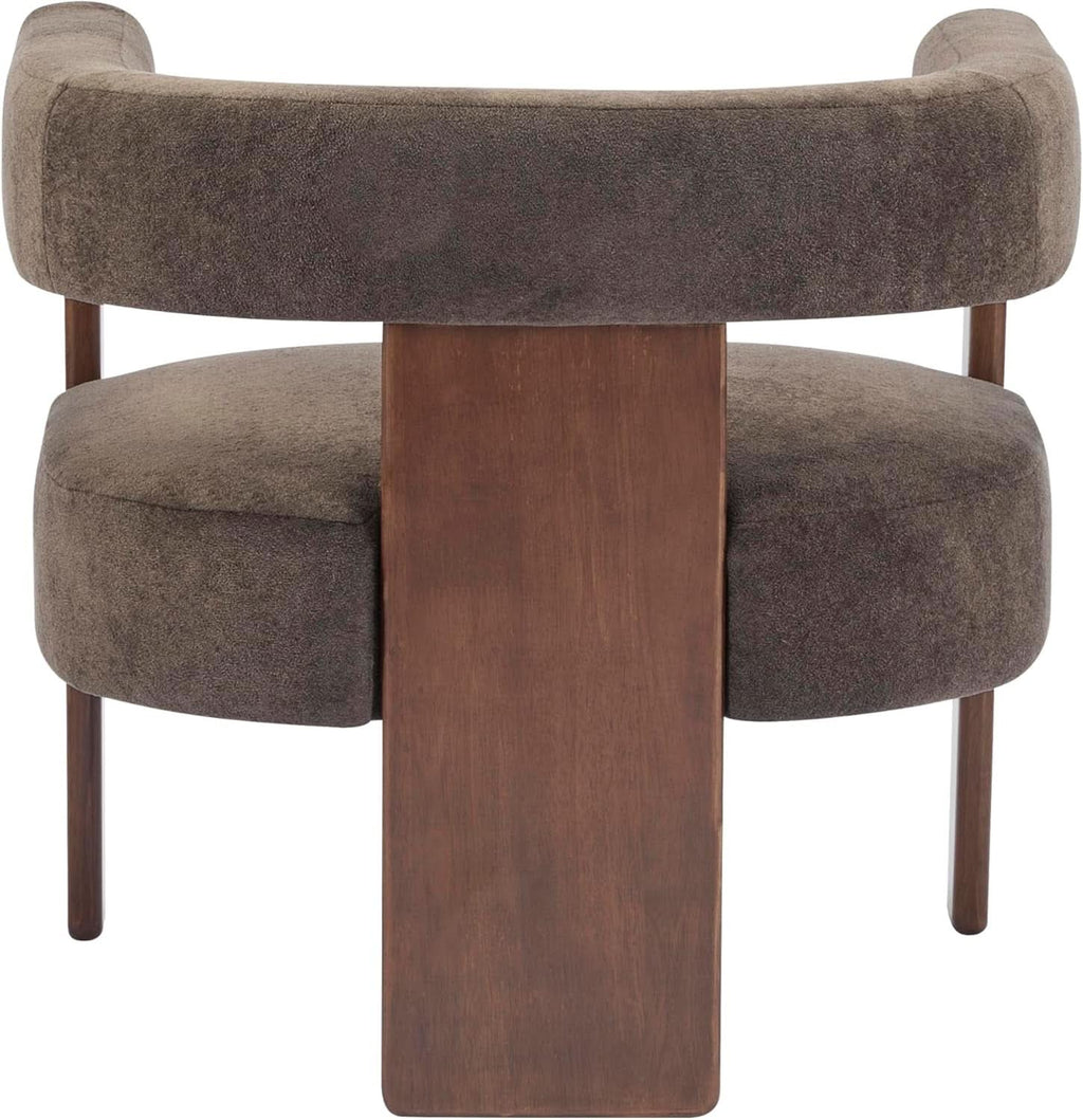 Dark Brown Velvet Upholstered Accent Chair Cushion