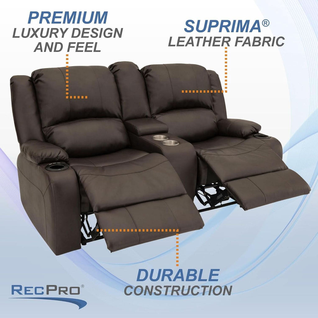 Powered Wall Hugger RV Recliner Sofa Loveseat 67In Chestnut