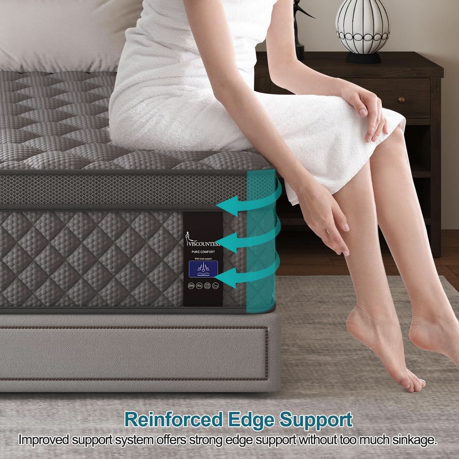 Full Gray 14Inch Premium Medium Firm Hybrid Mattress