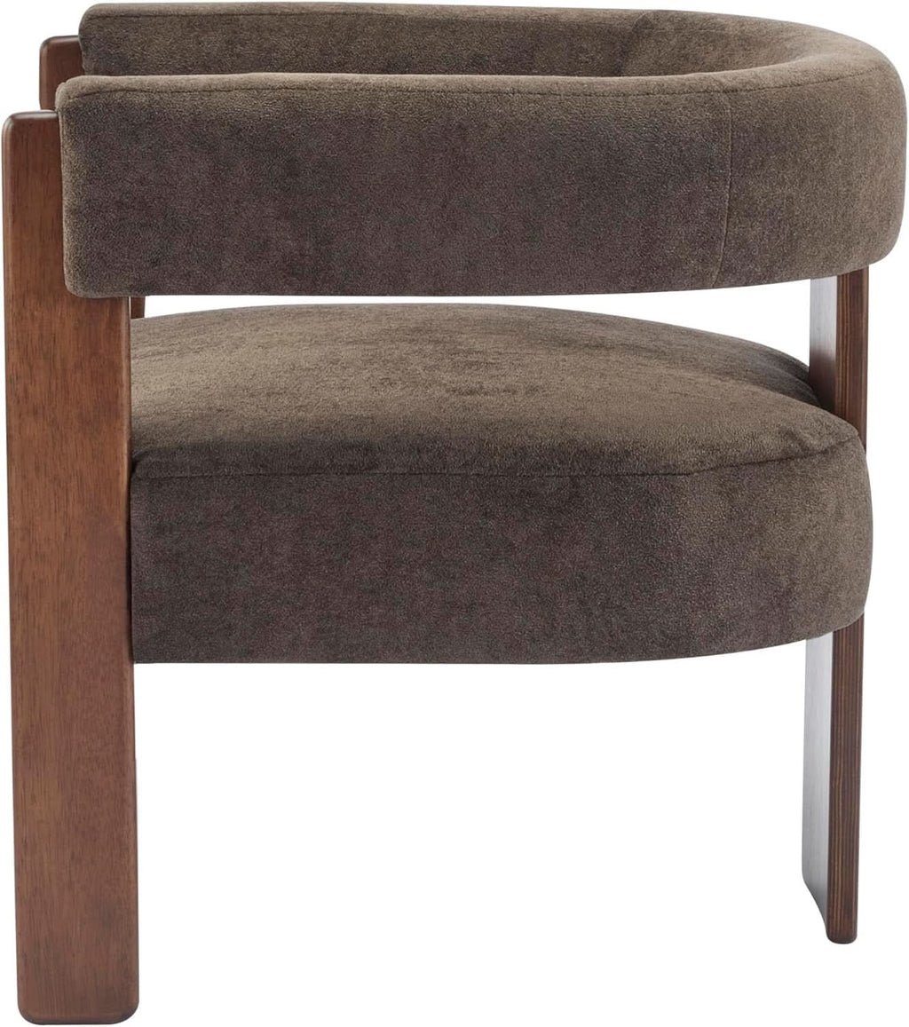 Dark Brown Velvet Upholstered Accent Chair Cushion