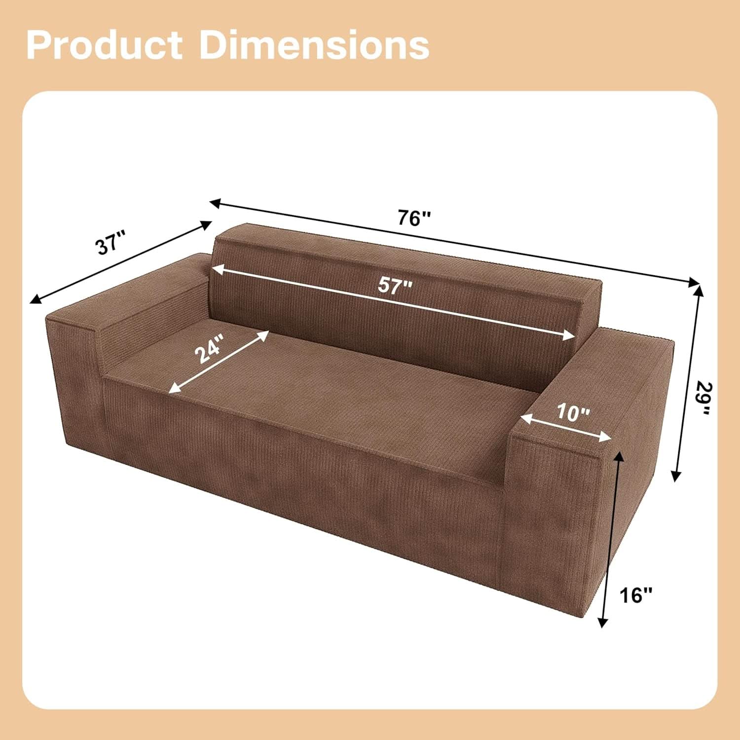 Brown Memory Foam Sofa in a Box
