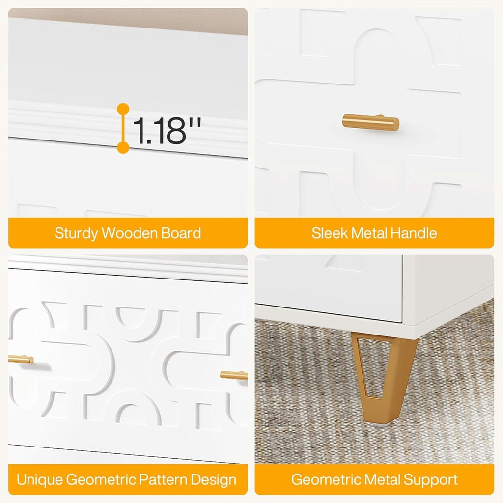 Two Drawer Lateral File Cabinet White And Gold For Legal Letter A4 Files Printer Stand Home Office