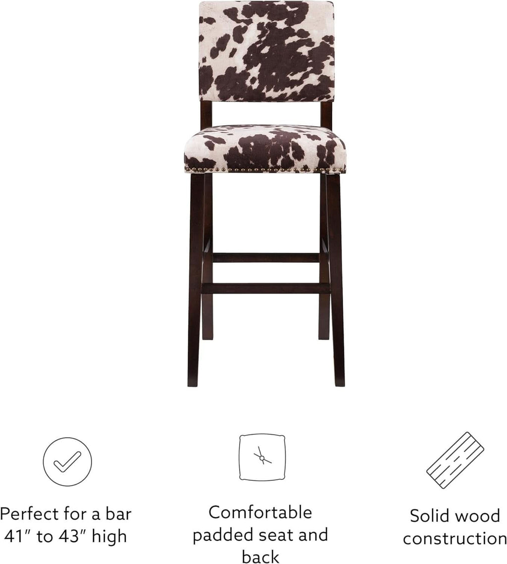 Stylish Cowhide Print Bar Stool with Comfortable Padded Seat