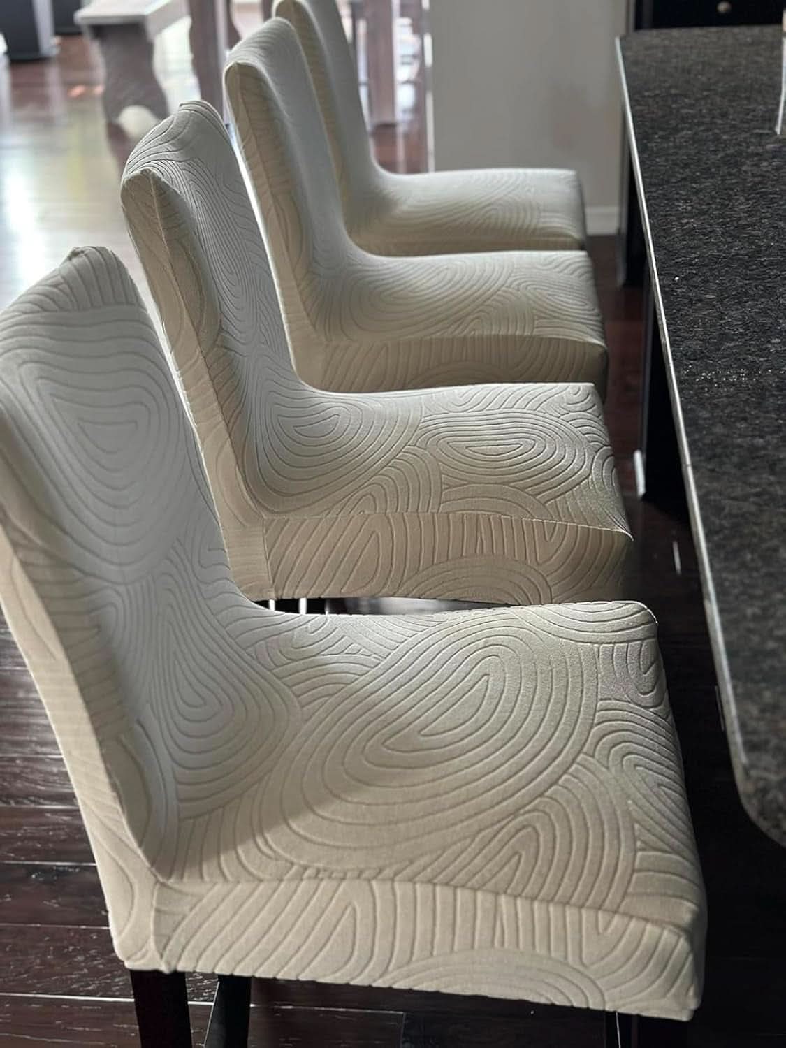 Water Repellent Bar Stool Covers Set Of 4 Beige Ripple Jacquard