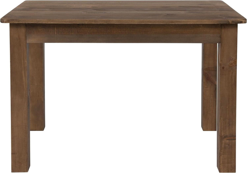 Rustic Brown Solid Wood Dining Table 46x30 Seats 4
