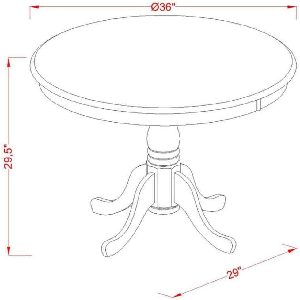 Antique 36 Inch Round Dining Table Linen White Pedestal