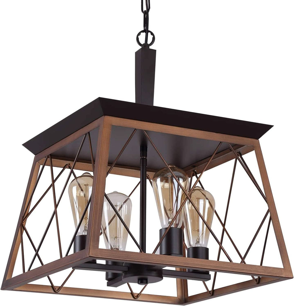 Bronze 4 Light Farmhouse Rustic Chandelier For Dining Room