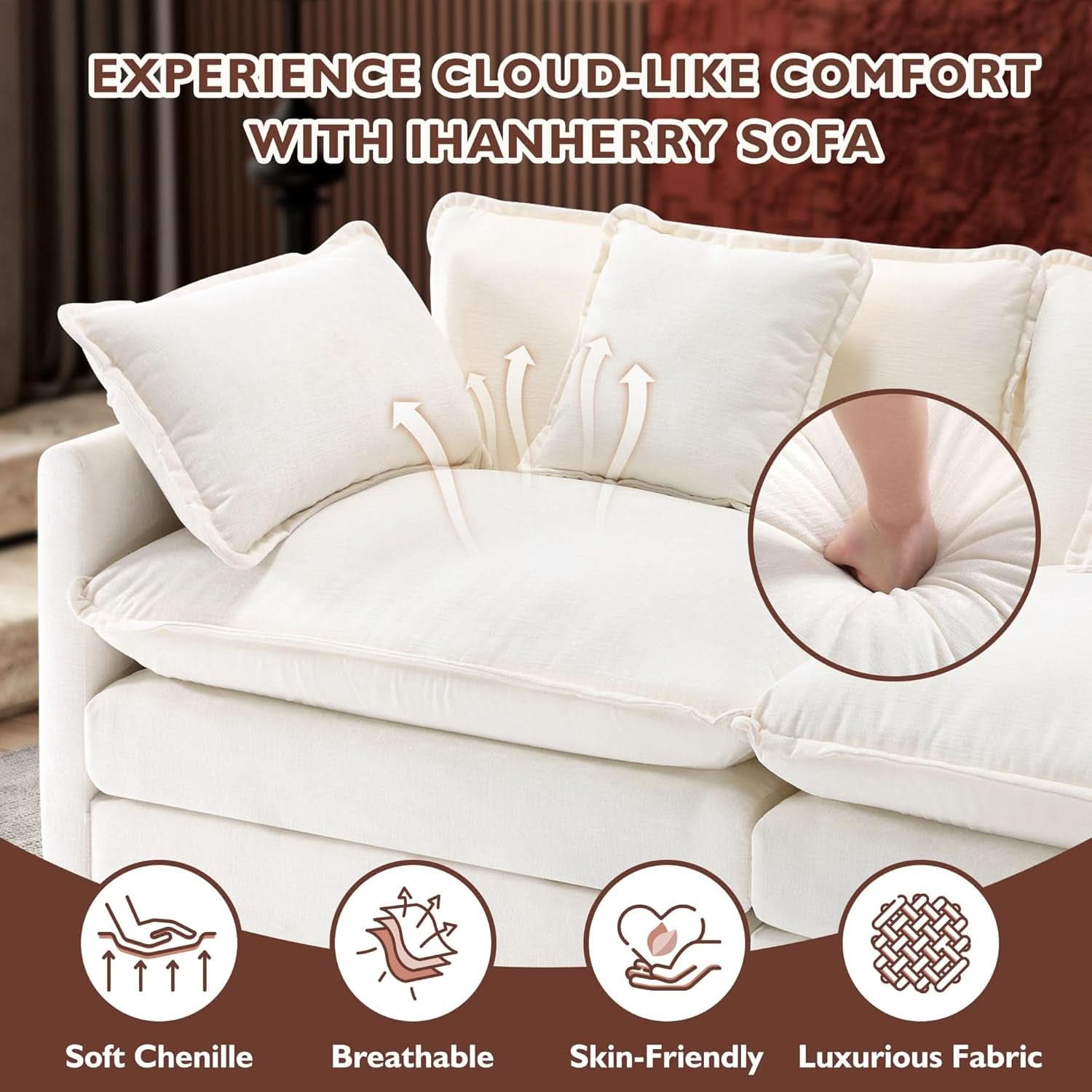 Beige Cloud Modular Sofa with Chaise