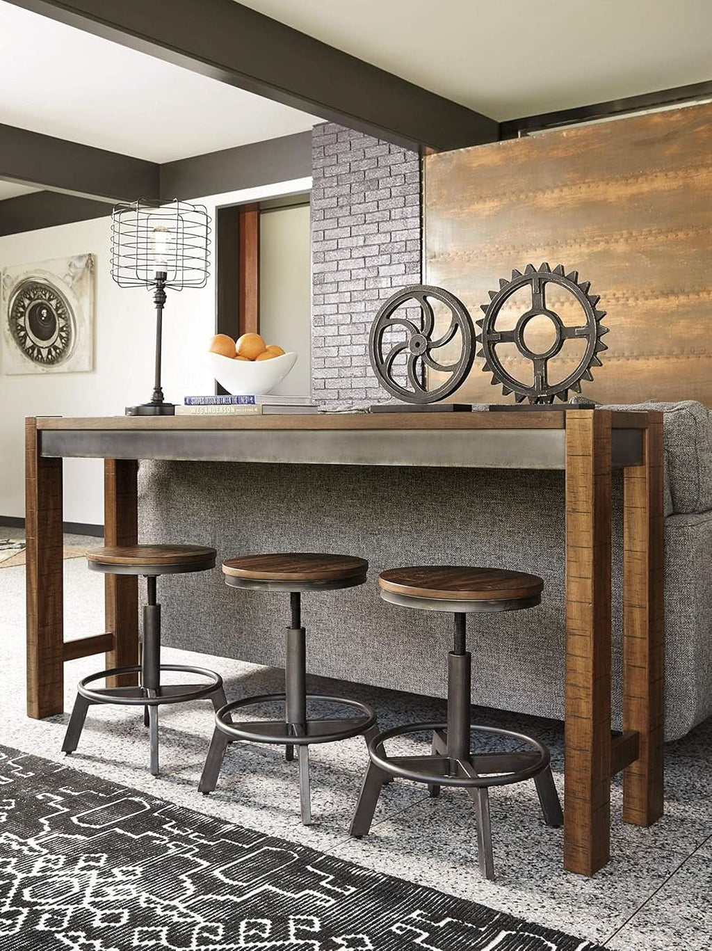 Torjin 24 Inch Adjustable Height Brown Barstools Set