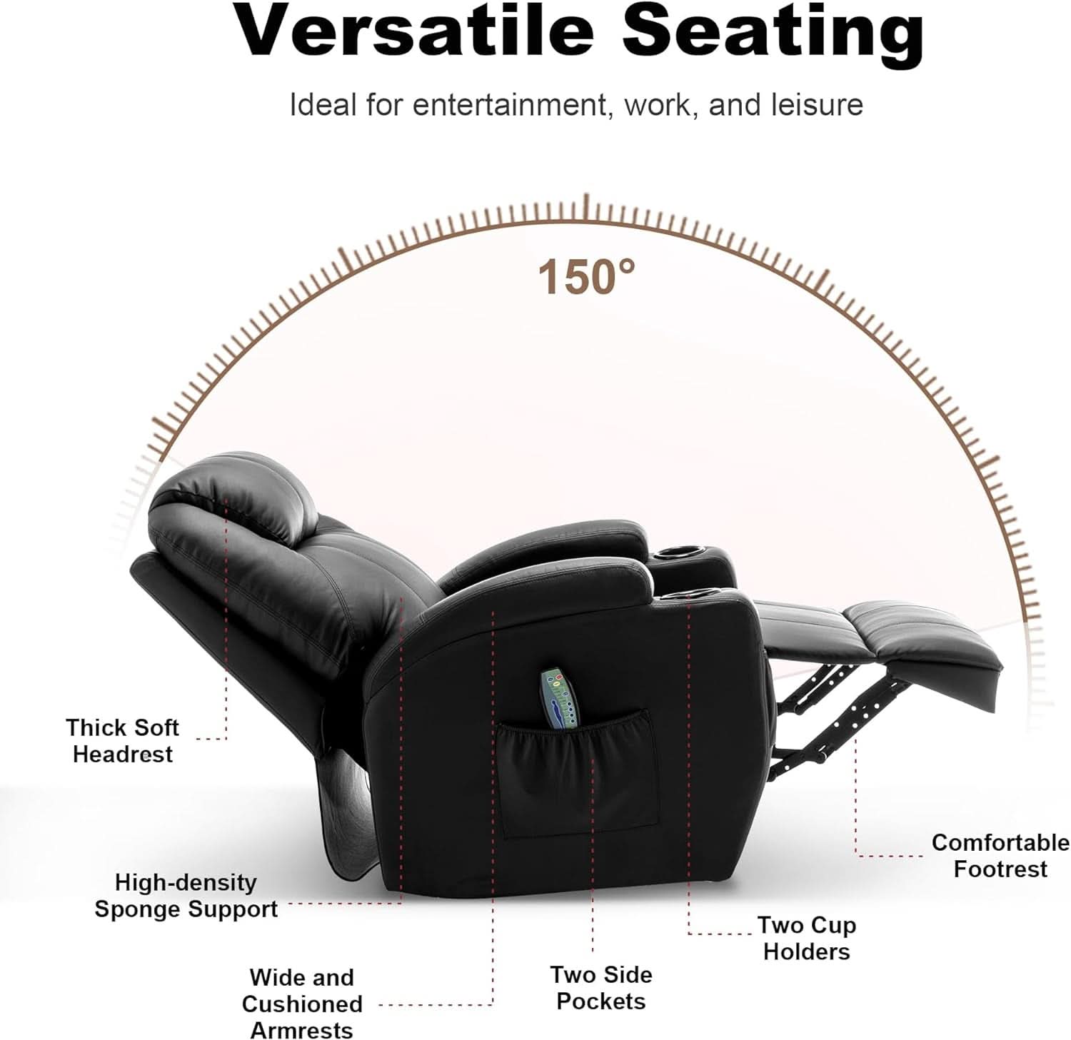 Massage Heat Swivel Recliner Chair For Living Room