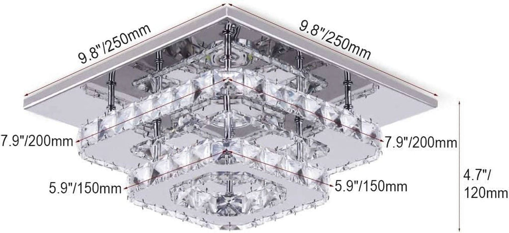 Crystal Square LED Ceiling Light Two Layer Flush Mount