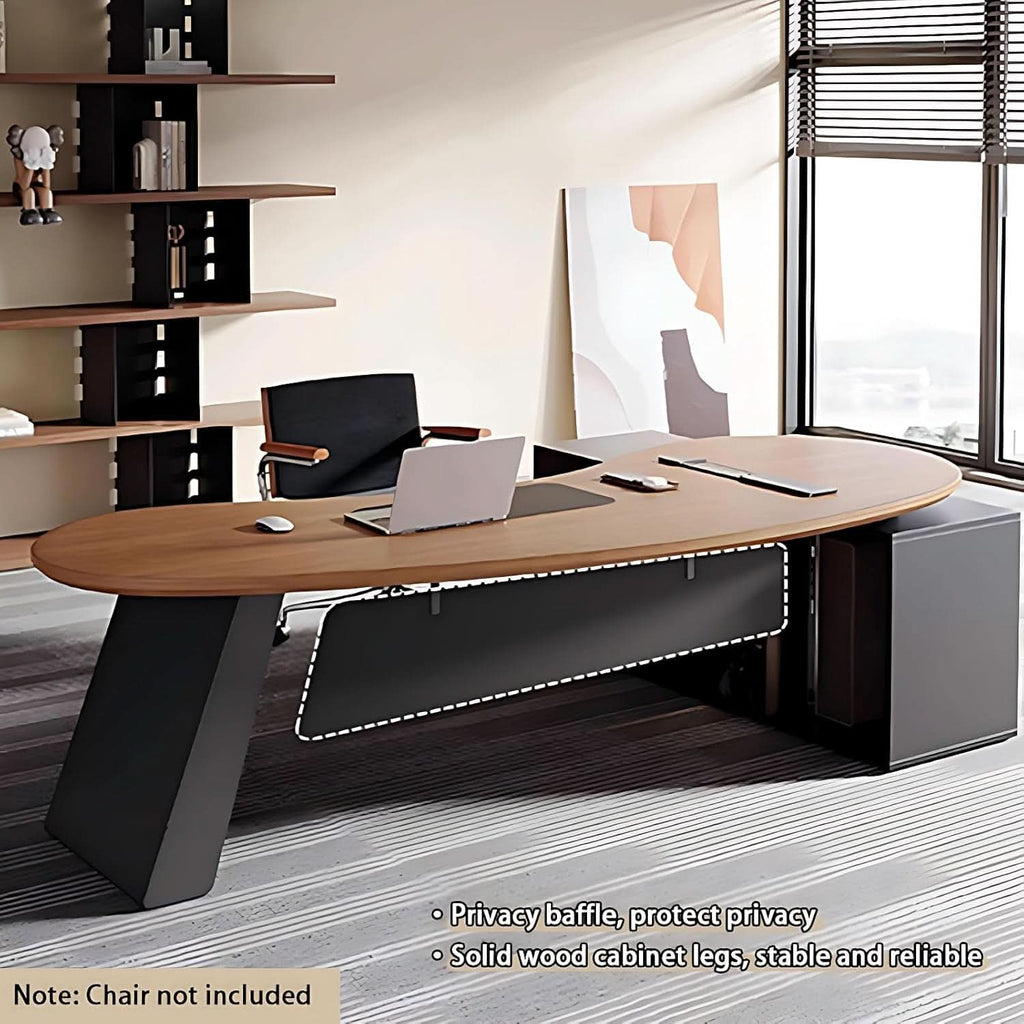 80-Inch Solid Wood L-Shaped Executive Desk
