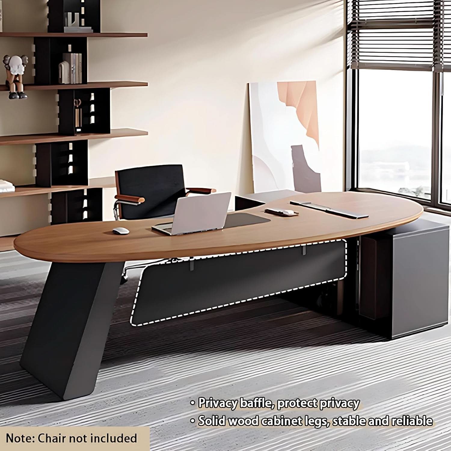 80-Inch Solid Wood L-Shaped Executive Desk