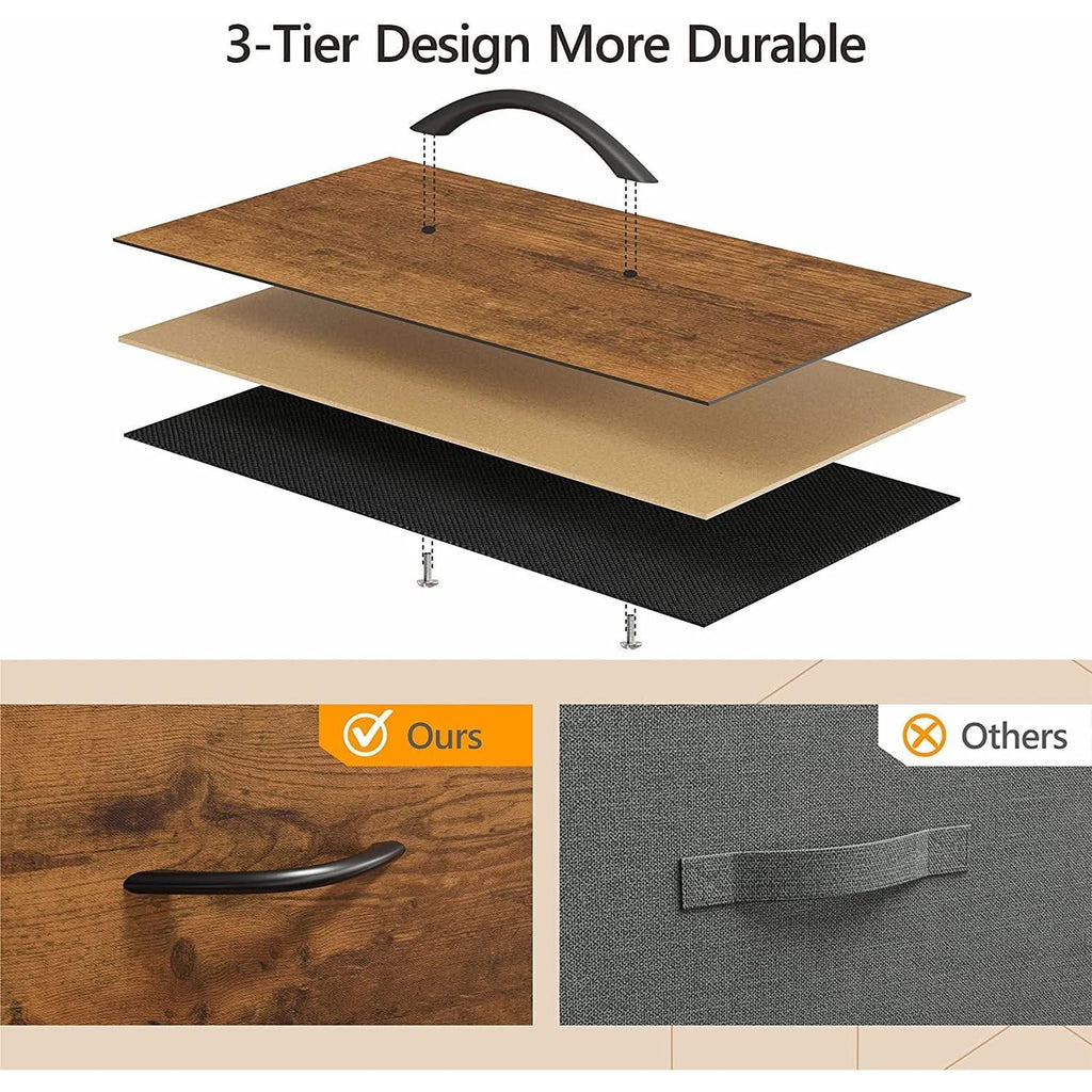 Rustic Wood 5 Drawer Dresser For Bedroom Storage Cabinet