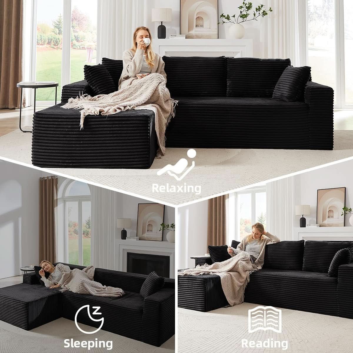 L-Shaped Modular Sectional Sofa with Chaise