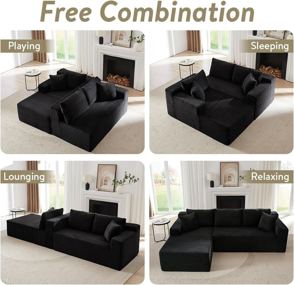 L-Shaped Modular Sectional Sofa with Chaise