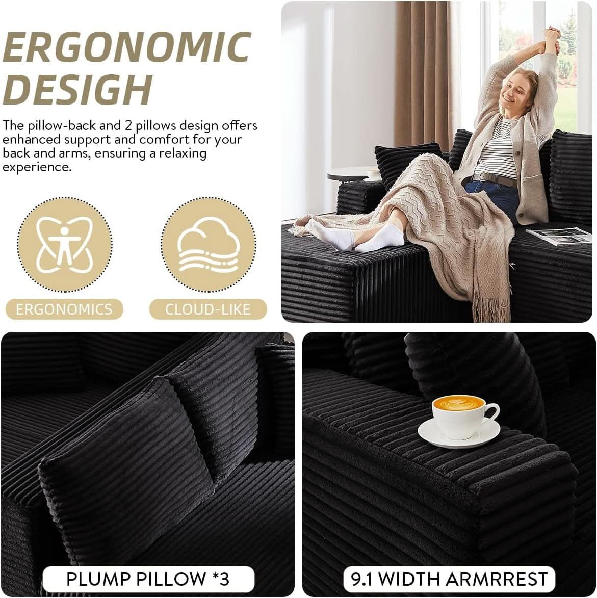 L-Shaped Modular Sectional Sofa with Chaise