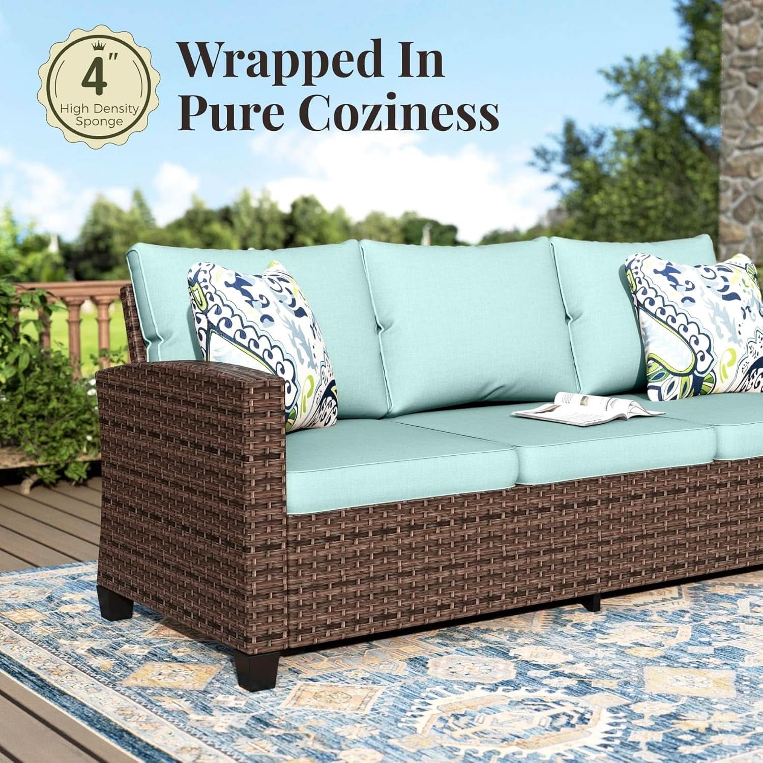 Swivel Glider Patio Furniture Set with Fire Pit