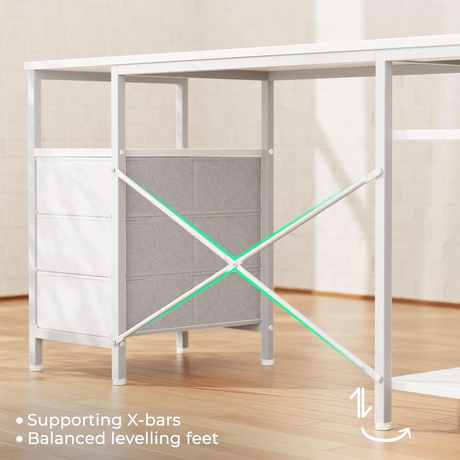47 Inch L Shaped Desk With Power Outlets For Home Office