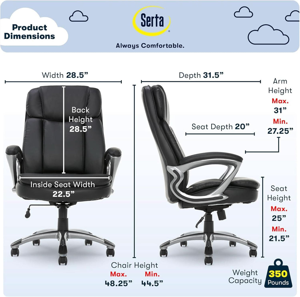 Big And Tall Black Ergonomic Executive Office Chair
