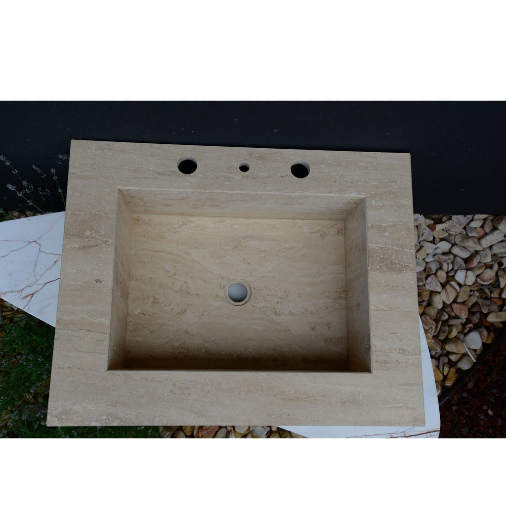 HANDCRAFTED CUSTOM TRAVERTINE SINK (TR-055)