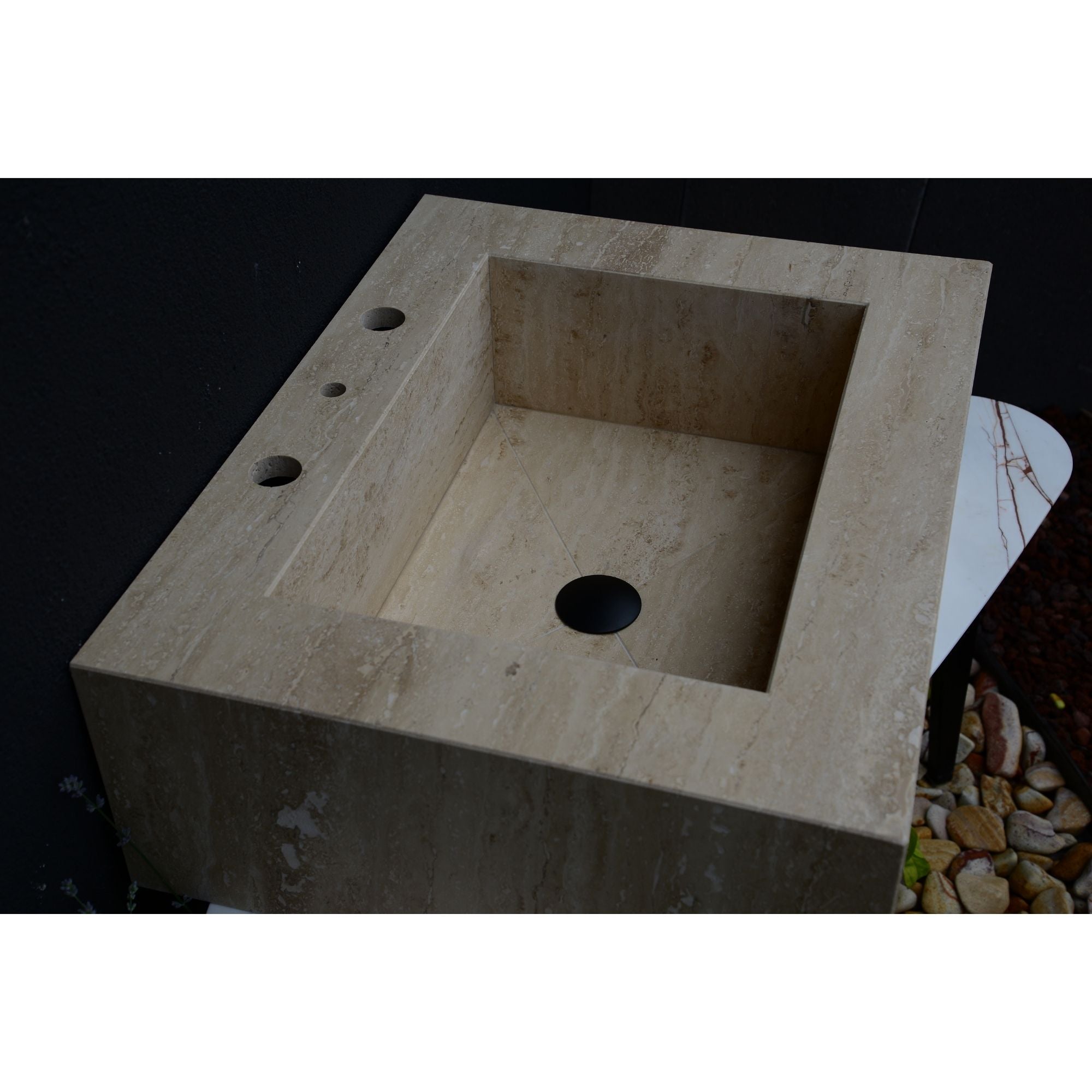 HANDCRAFTED CUSTOM TRAVERTINE SINK (TR-055)