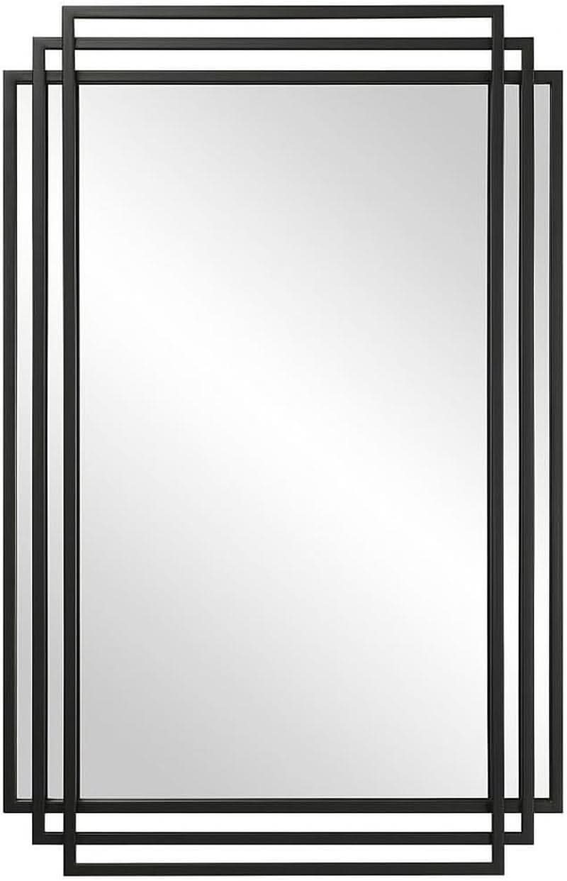 Amherst Matte Black Iron Mirror 36.5 Tall 23.75 Wide