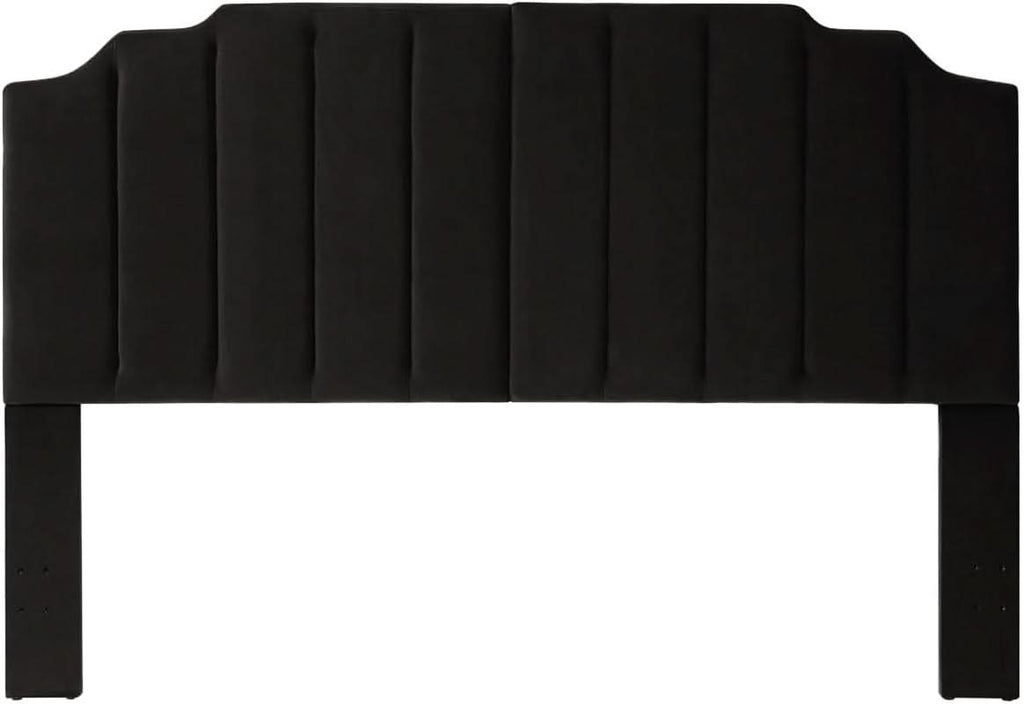 Elegant Black Velvet Tufted King Upholstered Headboard