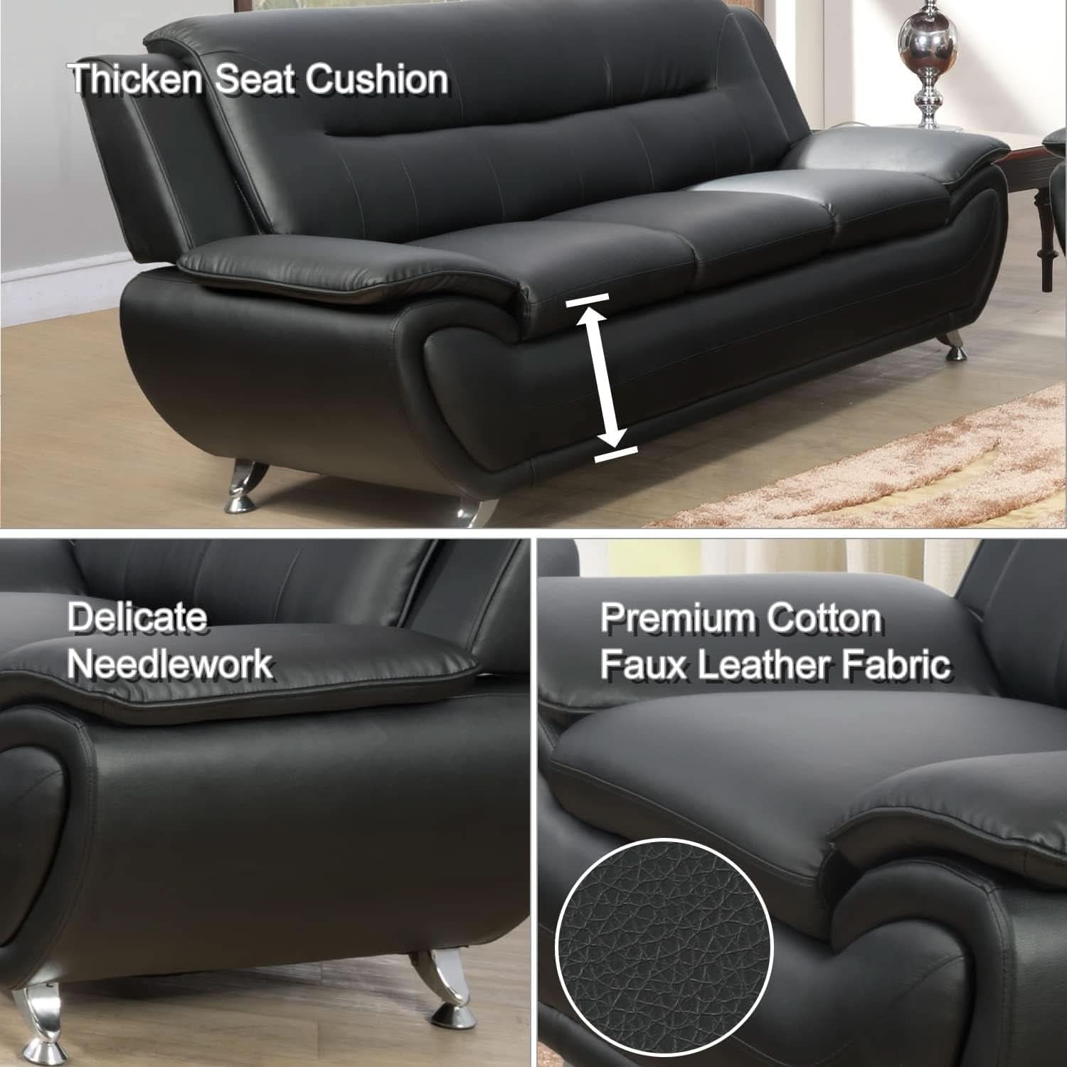 Black Sofa, Loveseat, and Chair Set