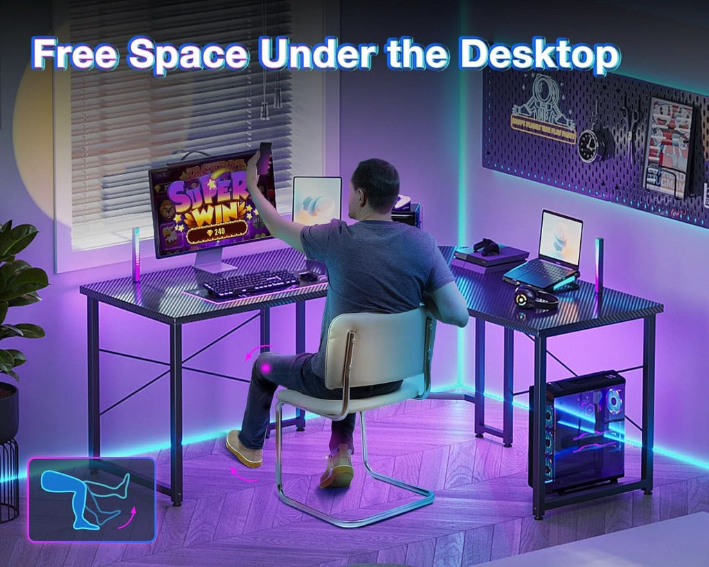 L Shaped Gaming Desk 51 Inch Computer Desk Carbon Fiber