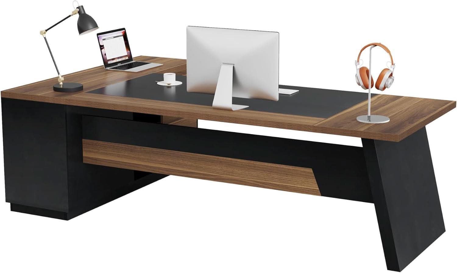 78-Inch Executive Desk with Storage Cabinets