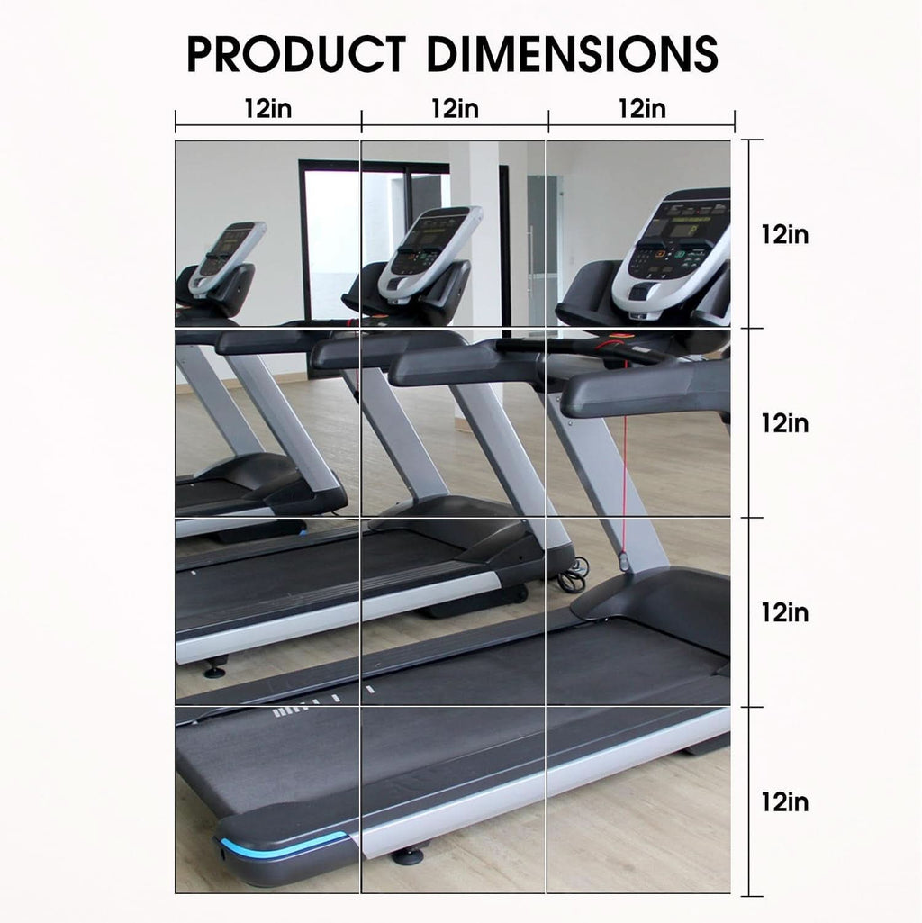 12 Inch Wall Mounted Mirror Tiles Home Gym 12 Pack