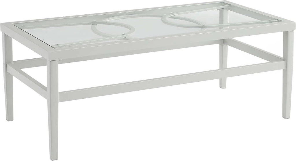 2 Piece Outdoor Coffee Table And Loveseat Set Gray Frame Creme Cushions