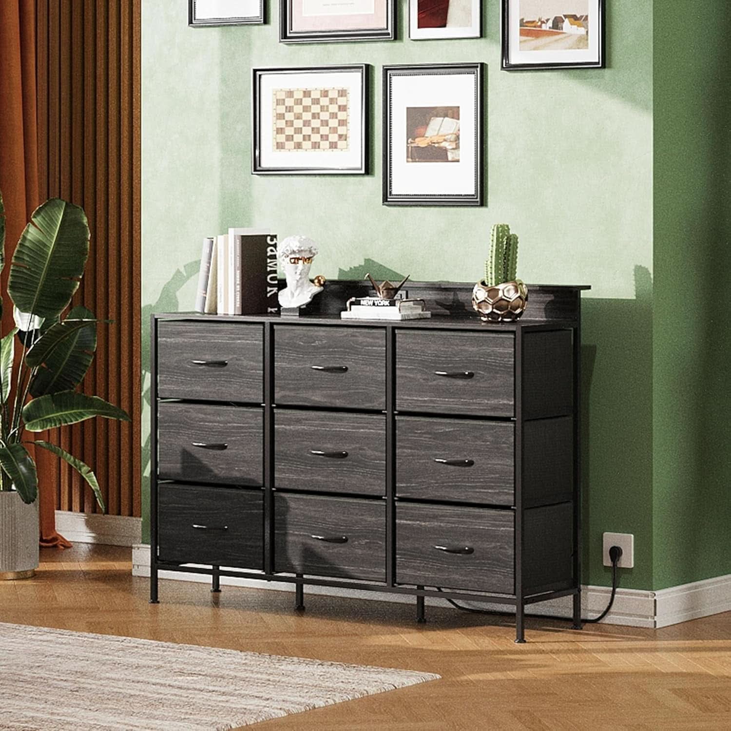 Dresser TV Stand 55 Inch With LED Lighting And Charging