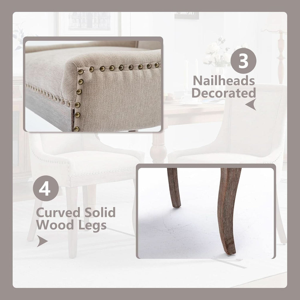 Modern Dining Chairs Tan Upholstered Fabric Set Of 2
