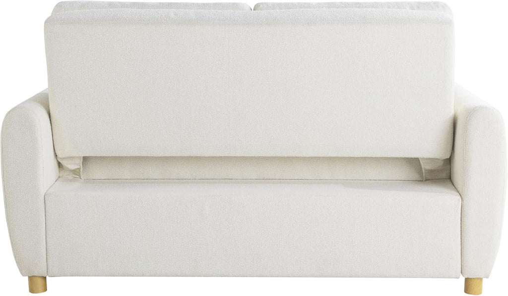 Convertible Sleeper Loveseat 66 Inch Polyester Ivory