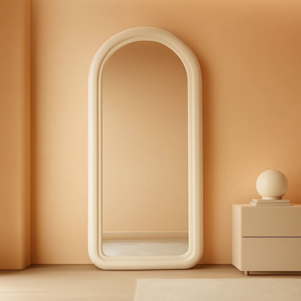 63 By 24 Inch Arched Full Length Freestanding Floor Mirror White