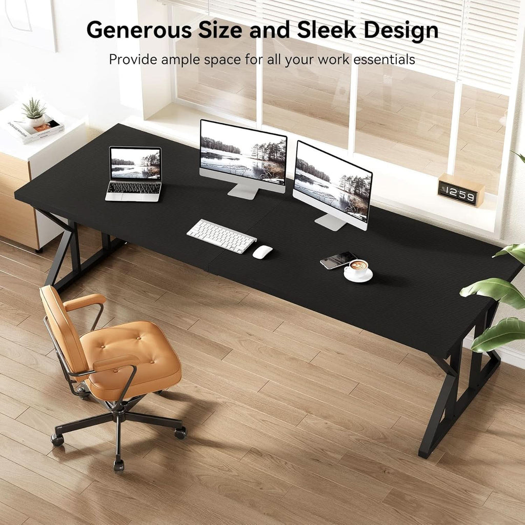 78.7 Inch Large Black Executive Desk Office Workstation