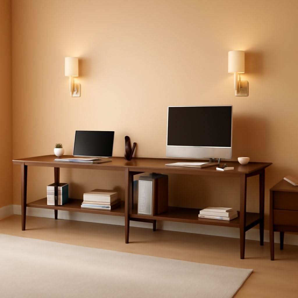 110-Inch Walnut Two-Person Computer Workstation