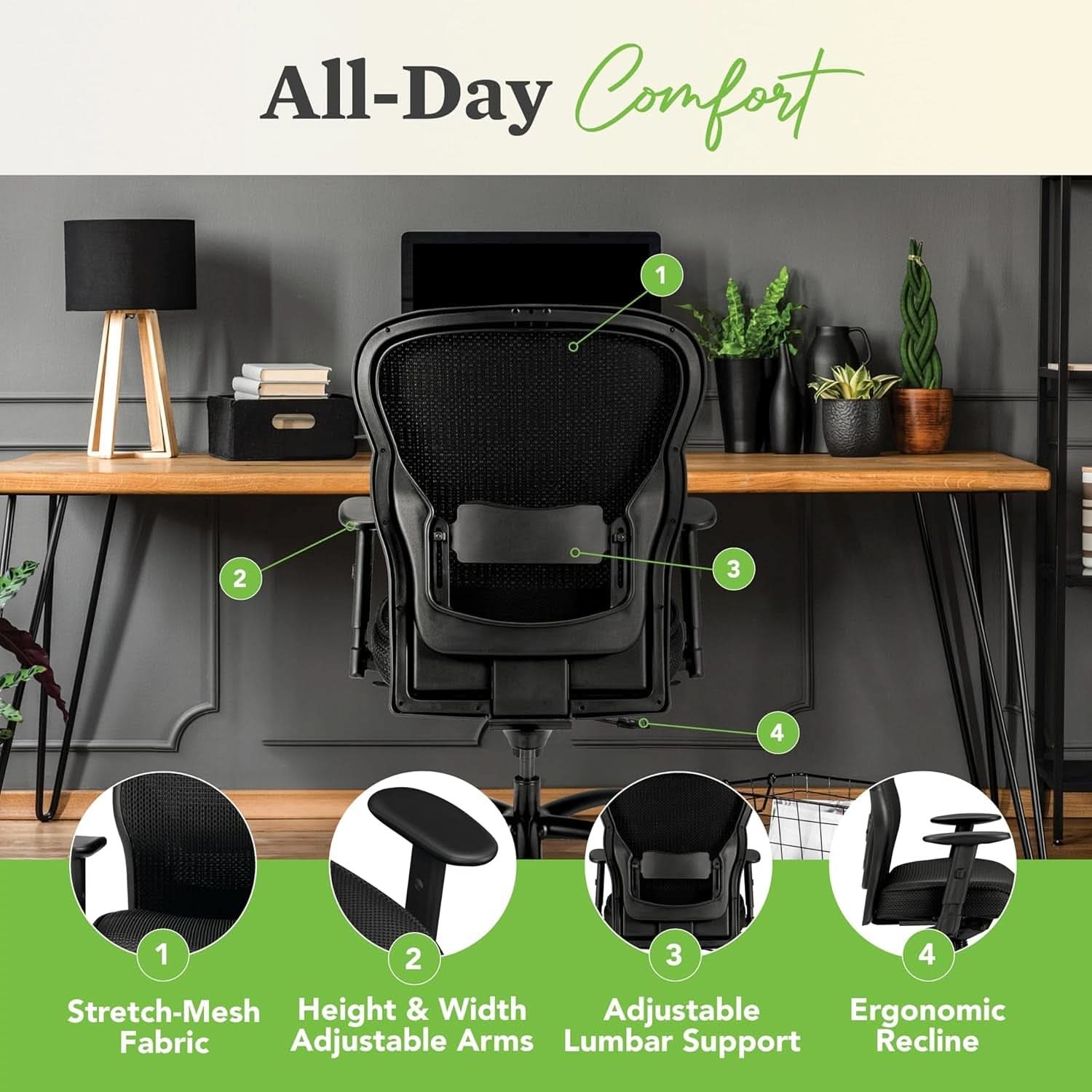 Wave Big And Tall Office Chair 450 Lb Capacity Ergonomic