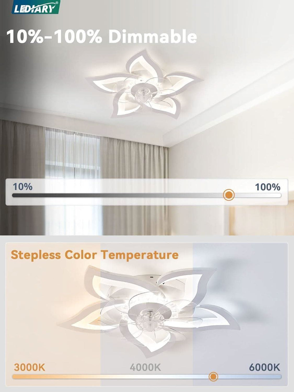 27 Inch Low Profile Ceiling Fan With Integrated LED